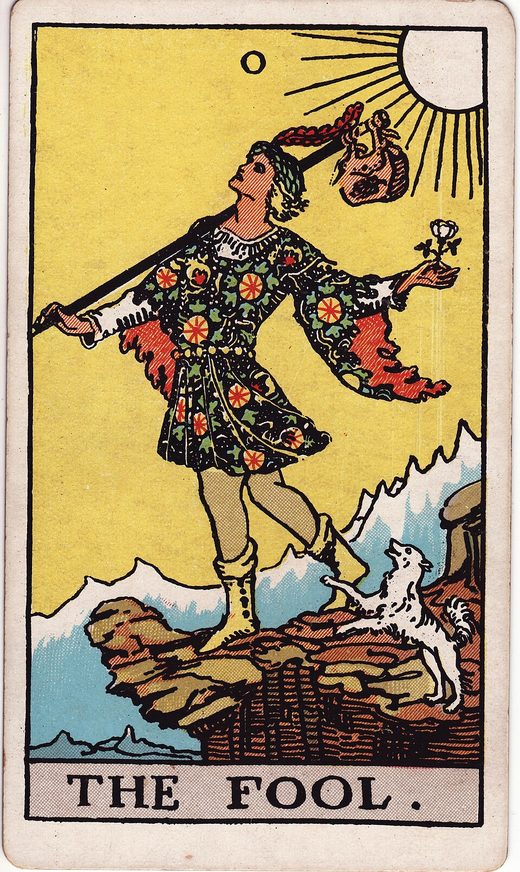 Lámina 0, El Loco, del tarot Rider-Waite-Smith