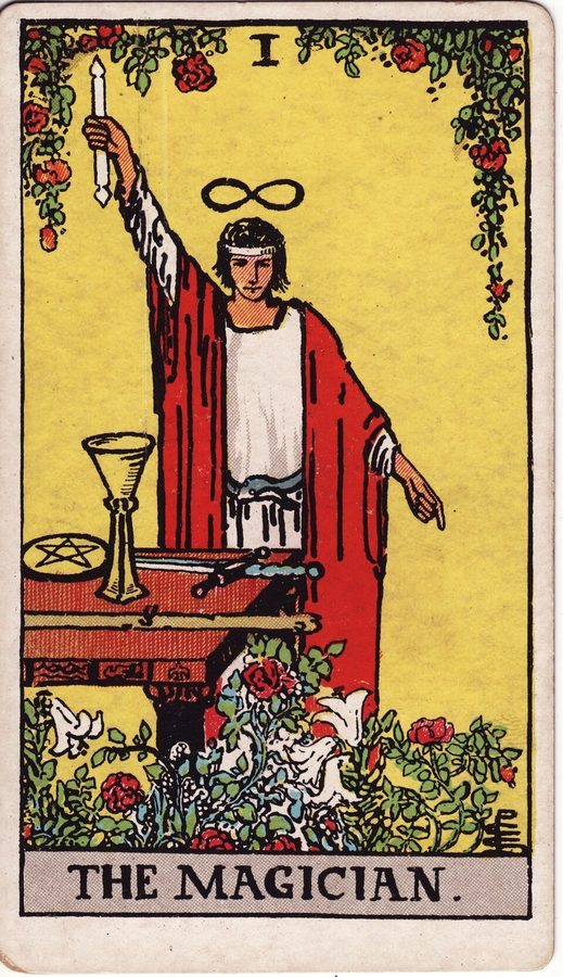 Lámina I, El Mago, del tarot Rider-Waite-Smith
