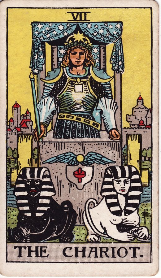 Lámina VII, El Carro, del tarot Rider-Waite-Smith