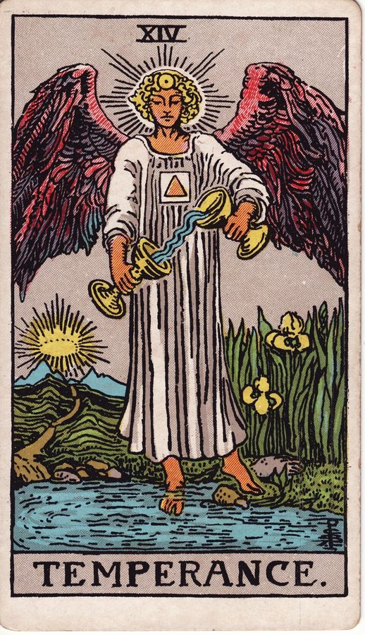 Lámina XIV, La Templanza, del tarot Rider-Waite-Smith