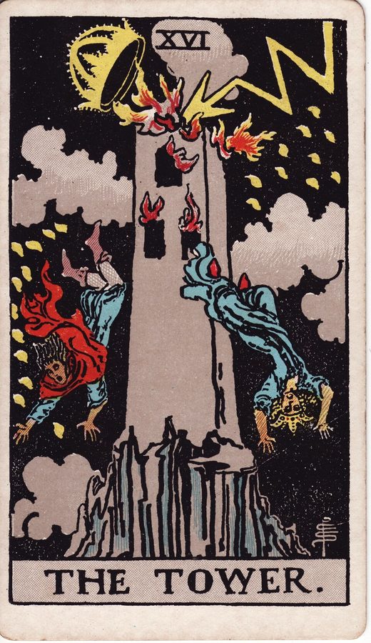 Lámina XVI, La Torre, del tarot Rider-Waite-Smith