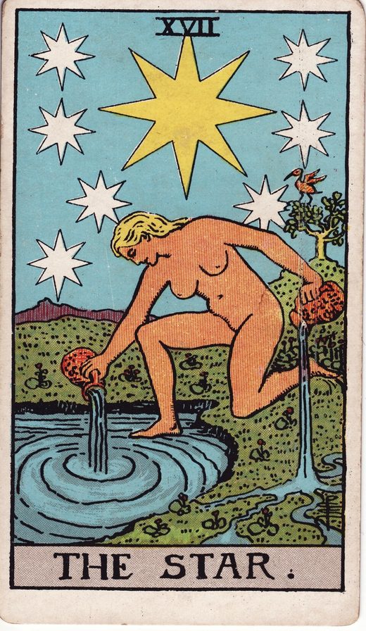 Lámina XVII, La Estrella, del tarot Rider-Waite-Smith