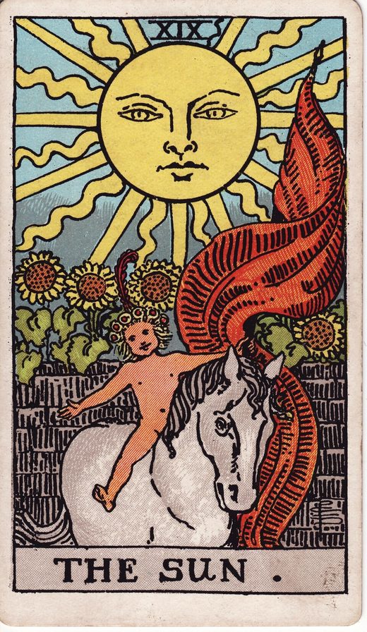 Lámina XIX, El Sol, del tarot Rider-Waite-Smith